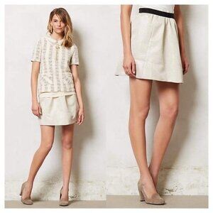 Anthro Ganni Metallic Gold Cressida Skater Skirt